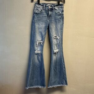 KanCan Distressed Blue Flare Jeans size 12 girls 0174